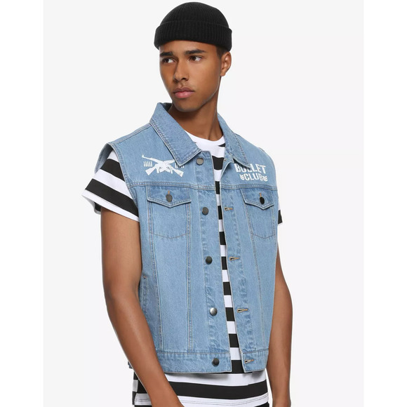 New Japan Pro Wrestling Bullet Club Denim Vest - Picture 2 of 5